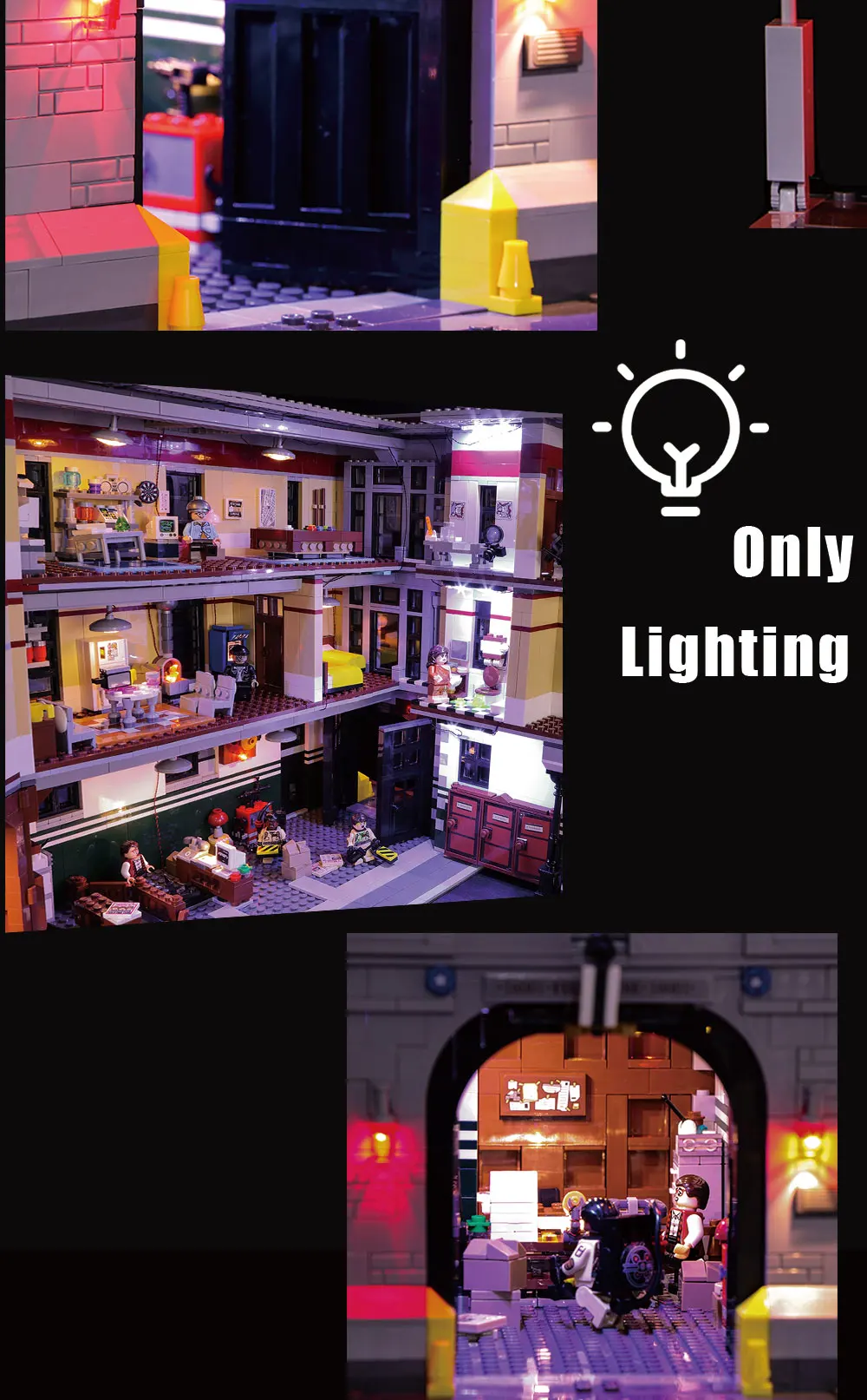 Conjunto de Luz Compatível para Lego Apenas Construção Cidade Rua Ghostbusters Quartel-general 16001 Blocos Brinquedos Presente Led 75827 6 lego 75827 construção cidade rua ghostbusters quartel-general