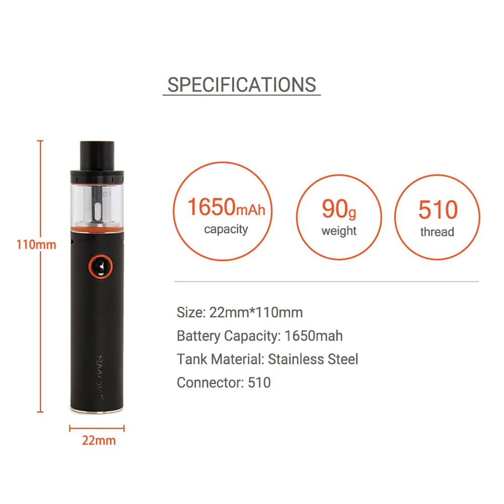 Оригинальная электронная сигарета SMOK Vape Pen 22 Kit с аккумулятором 1650 мАч бак