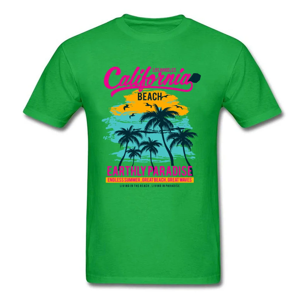 California Beach Paradise Tops T Shirt Designer Crew Neck Custom Short Sleeve 100% Cotton Mens T Shirt Design Sweatshirts California Beach Paradise green