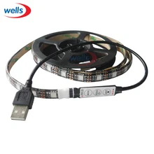 1m 5V USB 5050 RGB LED Strip 60LEDs/m TV Background Lighting black PCB