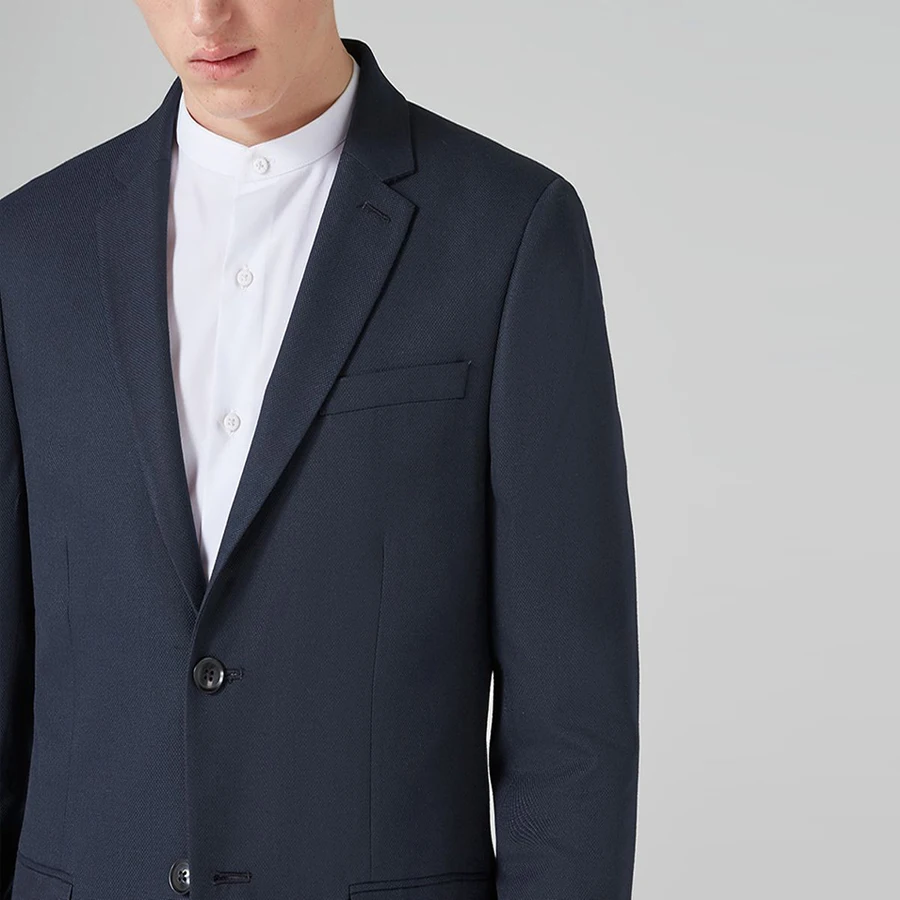 Navy Blue Smart Casual Business Suit Groom Tuxedos Wedding Suits Fashion Prom Party Suits Slim Fit 2Pcs (Jacket+Pants) 2019