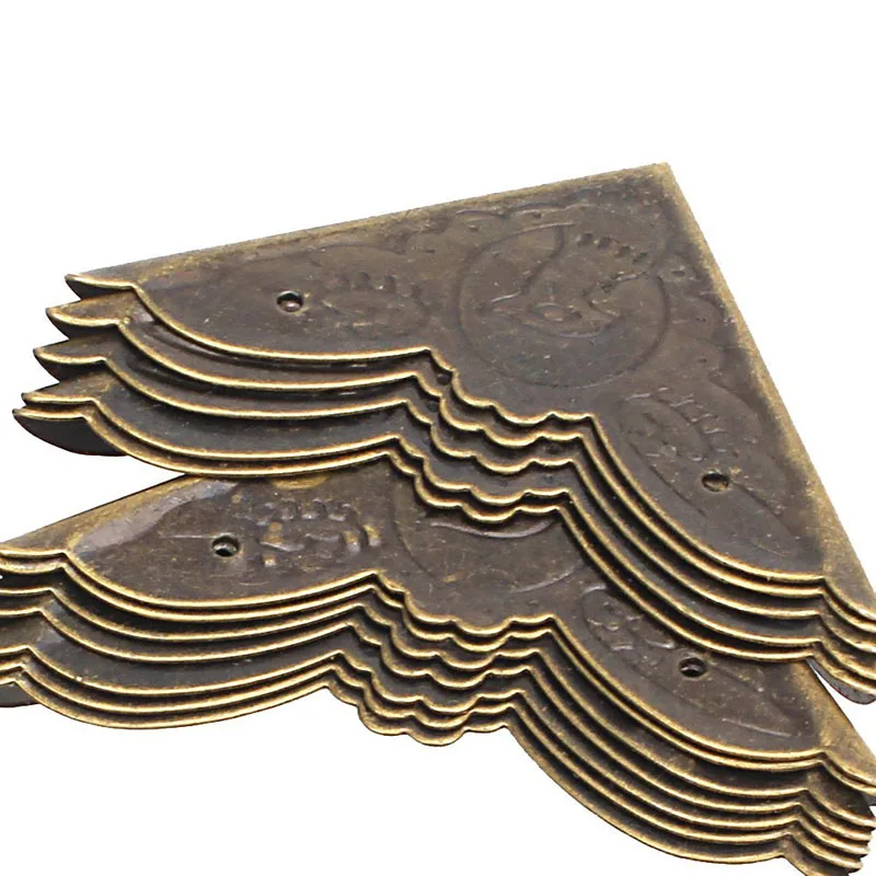 High Quality Furniture Accessories 20Pcs set 45x13mm Old Antique Bronze Desk Edge Cover Iron Boxes Corner Protection BS