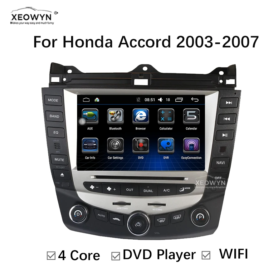 Android 9,0 четырехъядерный автомобильный dvd-плеер gps навигация для honda accord 7 2003-2007 евро автомобильный Радио двойной/одной зоны климат