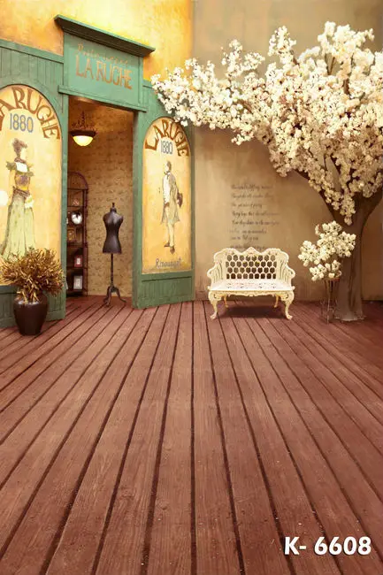 

8*12ft vinyl photography photo studio photographic backdrops photography background room tree wooden floor house k-6608