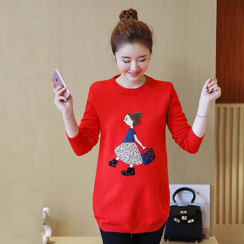 

Winter Sweaters For Pregnant Women Clothing Korean Autumn/Spring Cotton Basic Sweater Maternity Clothes Outwear Pregnancy Tops