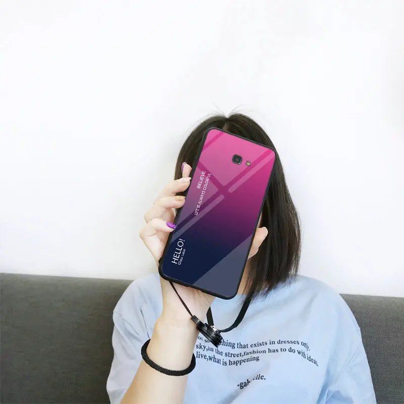 For Samsung Galaxy J4 Core /A8S Case Slim Gradient Tempered Glass Back Shell Soft Edge Shockproof Phone Protectioin Cover |