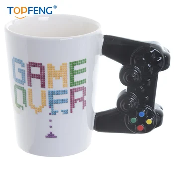 

TopFeng Game Over Coffee Mug 3D Game Controller Handle Mug Ceramic Cup Milk Tea Mugs