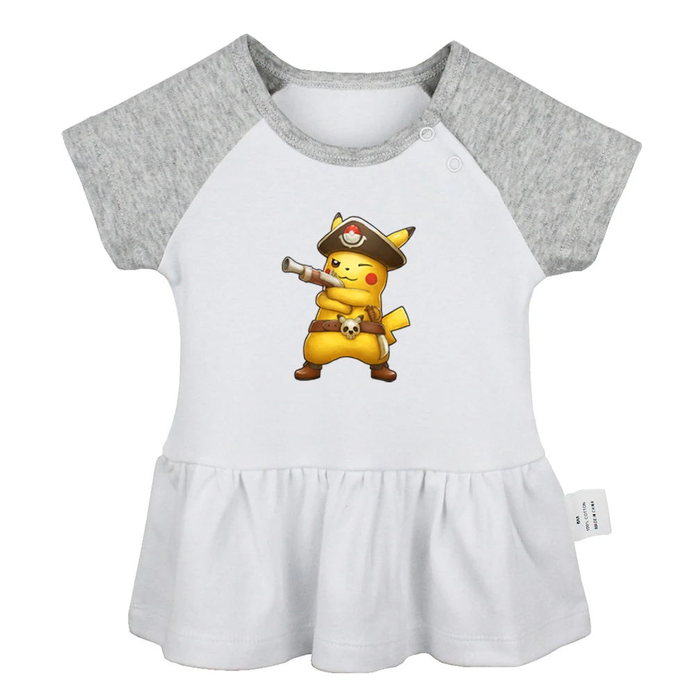 Japanese Classic Cartoon Pokemon Cute Pikachu Eevee Family Black Pink Newborn Baby Girls Dresses Toddler Infant Cotton Clothes Dresses Aliexpress
