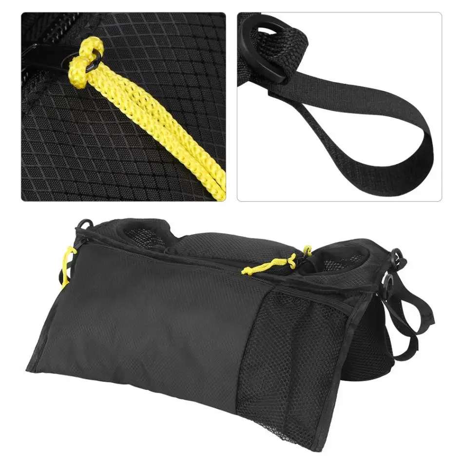 Детские пеленки сумка для прогулочная коляска Органайзер Сумка 2 чашки держатели для хранения с сетчатым карманом для сотового телефона черный