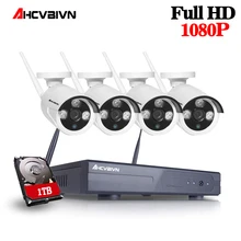 AHCVBIVN WI-FI система NVR Plug& Play 1080 P HDMI 4CH 2.0MP NVR KIT супер Беспроводной сигнала P2P WI-FI IP камера наружного наблюдения ссtv Системы