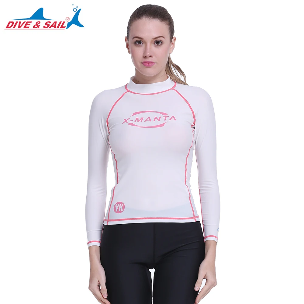 DIVE&SAIL UPF 50+ lycra white color women rash guard Surfing girls skin