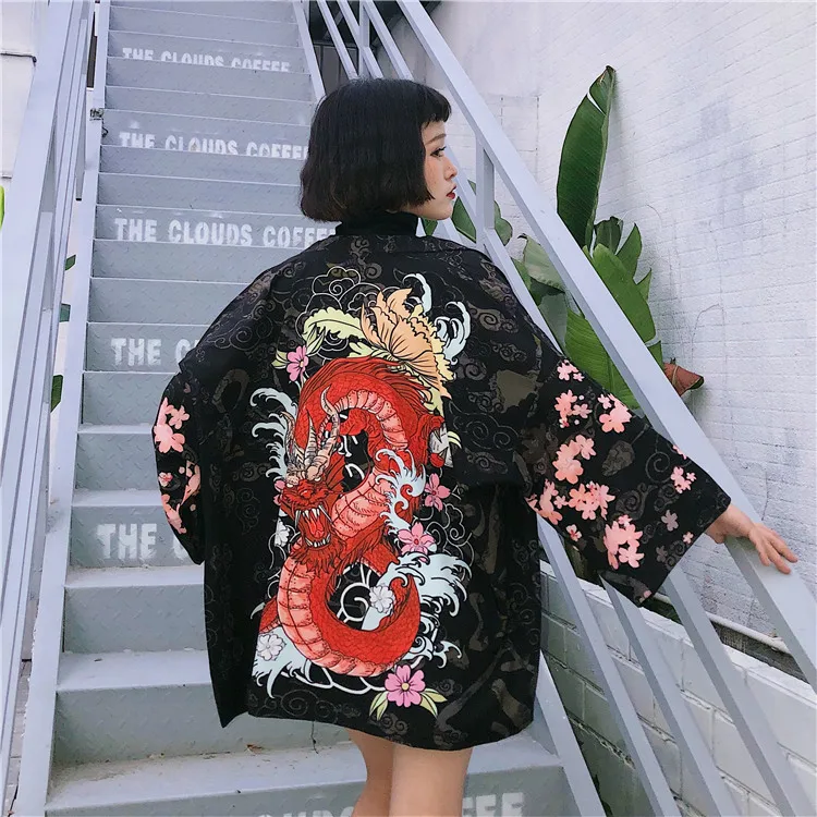 Kimonos woman японское кимоно кардиган косплей рубашка блузка для женщин японская юката женское летнее пляжное кимоно