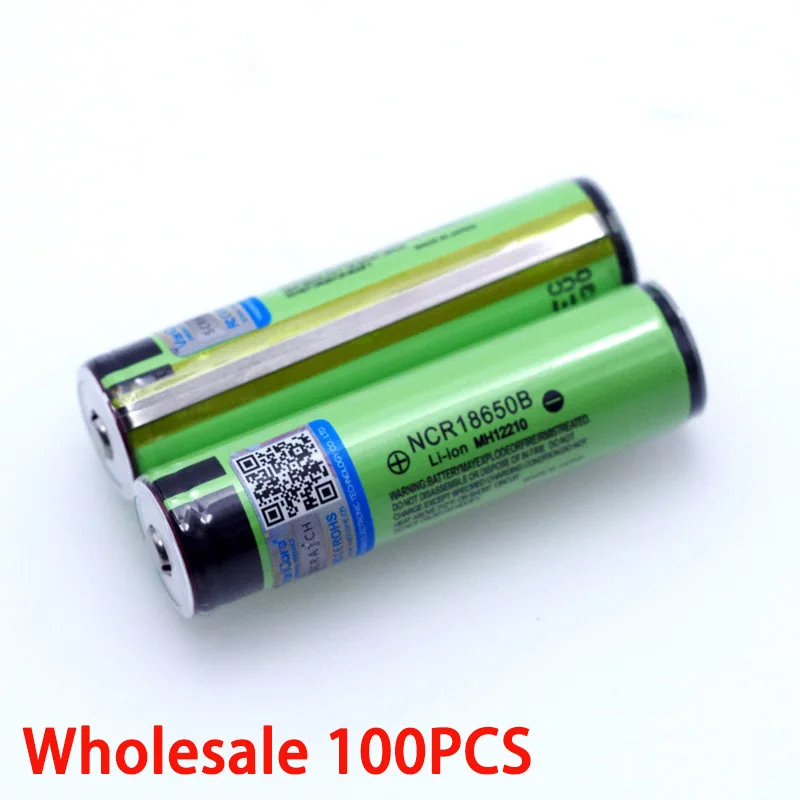 100 цена 18650 NCR18650B 3400mAh литий-ионный аккумулятор с 3,7 V PCB