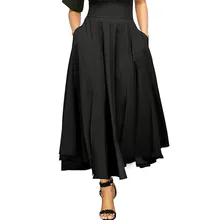 New Women High Waist Pleated A Line Long Skirt Front Slit Belted Maxi Skirt S-XXL high elasticity pleated skirts maxi high waist pleated a line dress
