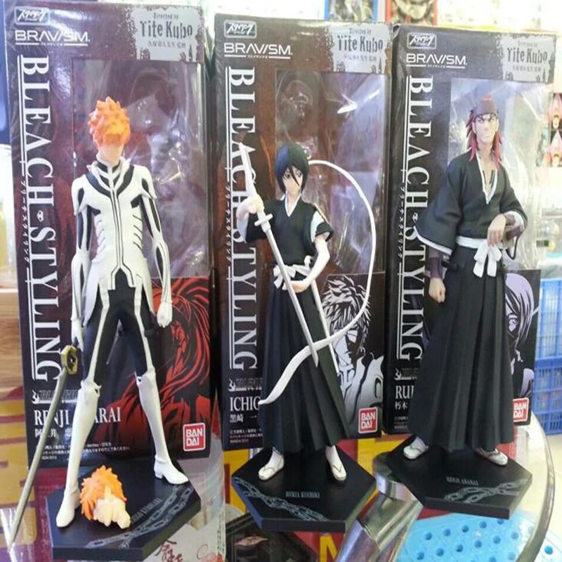 

Anime model set figure BLEACH Kurosaki ichigo & Kuchiki Rukia & Abarai Renji 3 pcs/set toy figures 18cm PVC T7969