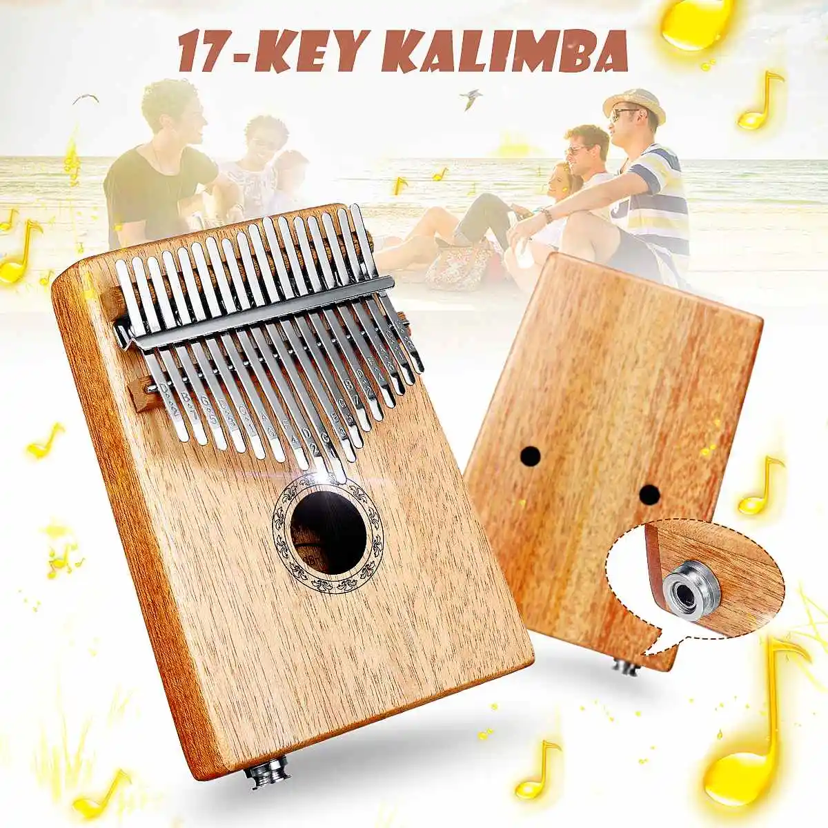 17 ключ EQ Kalimba Thumb Piano w/тюнер молоток Африканский Традиционный электрический датчик корпус клавиатуры музыкальный инструмент портативный w/Сумка