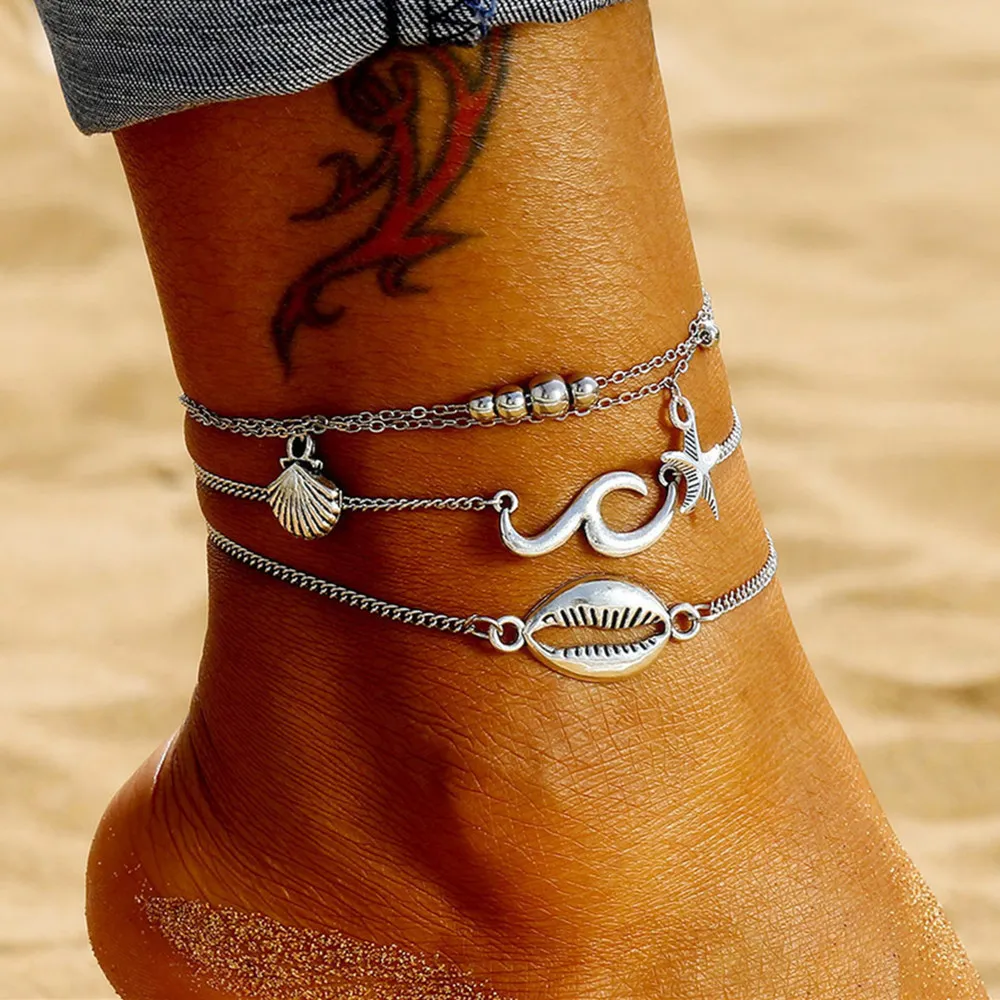 Vintage Anklet Women Starfish Bead Wave Geometric Bracelet Anklet Bohemian Beach Shell Ankle Bracelet Female Foot Jewelry Vintage Anklet Women Starfish Bead Wave Geometric Bracelet Anklet Bohemian Beach Shell Ankle Bracelet Female Foot Jewelry