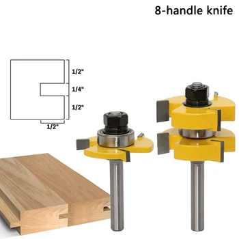 

2 pcs 8mm Shank high quality Tongue & Groove Joint Assembly Router Bit Set 3/4" Stock Wood Cutting Tool - RCT