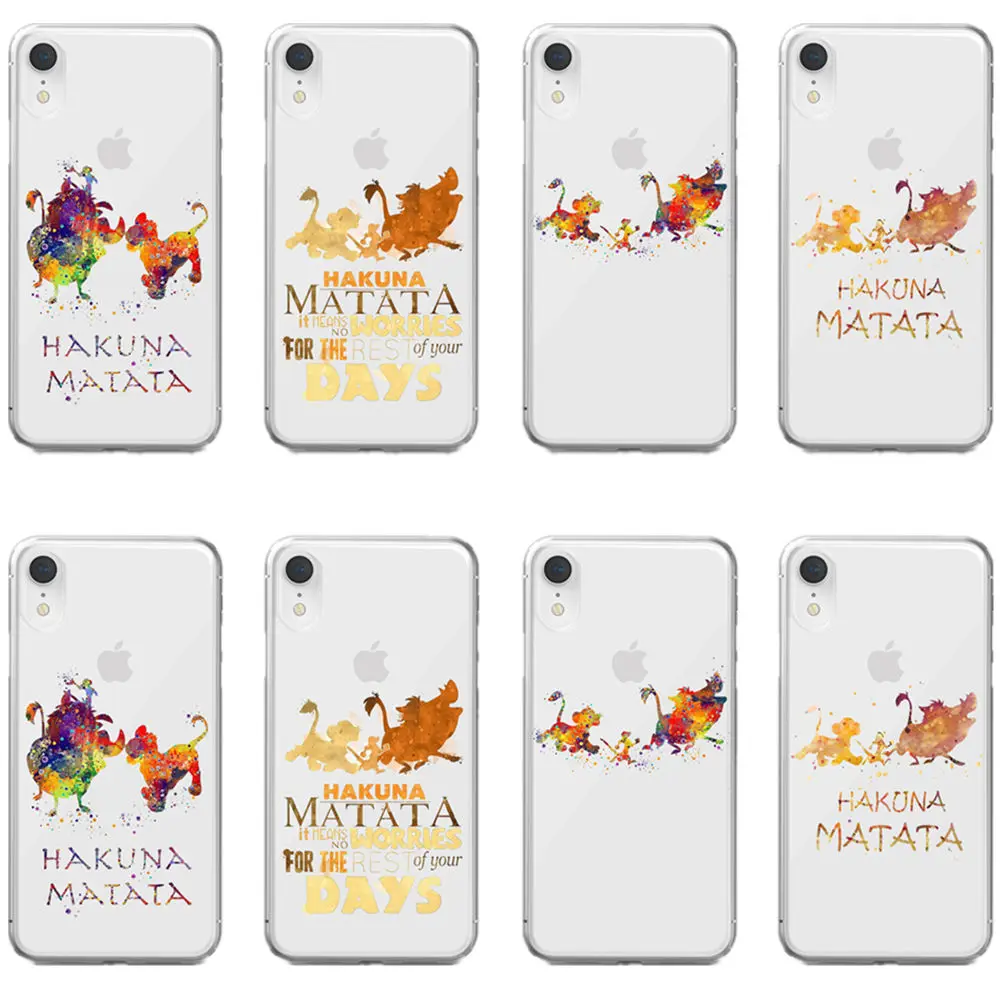 

Watercolor Art Lion King Pumba Hakuna Matata Soft TPU Silicone Cover Phone Case for iPhone Max XR XS X 6Plus SE 5S 6 6S 7 8Plus