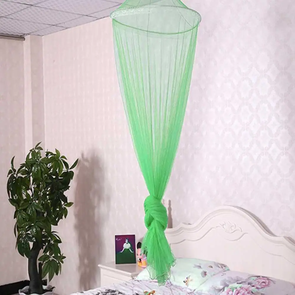 Универсальный элегантный круглый кружева насекомых навес балдахин занавеска купол полиэстер противомоскитная сетка на кровать мебель для дома Прямая - Цвет: green