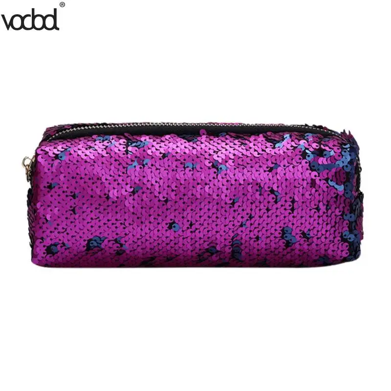 Reversible Sequins Bag Glitter Pencil Case Women Cosmetics Clutch Bags Makeup Pouch Cute Pencil