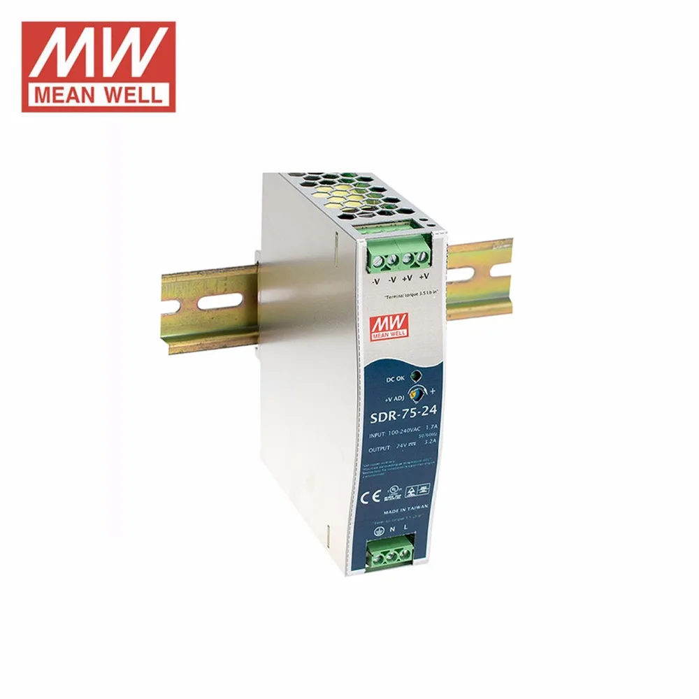 Оригинальный источник питания MEAN WELL SDR 75 12 single 6.3A 12V DIN Rail 86 264VAC вход DC 75W DR