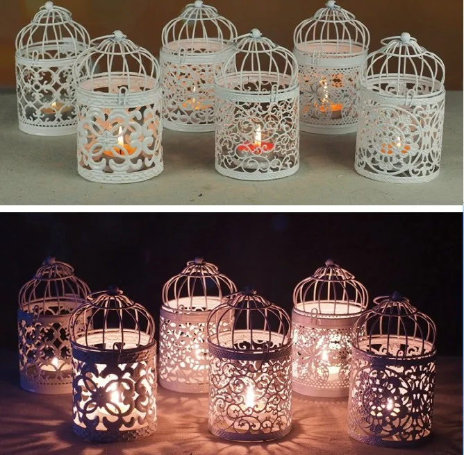 

Романтический Полые висит Bird Cage свеча подсвечник Фонари Свадебные бар отеля подсвечники декор дома Плантатор украшения