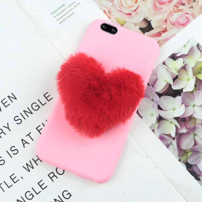 Пушистый "любящим сердцем" с милыми меховыми чехол для телефона для samsung Galaxy A10 A20 A30 A40S A50 A60 A70 A2 Core M10 M20 M30 M40 чехол для телефона - Цвет: BigRedLove Pink