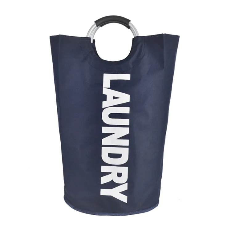 Складная корзина для белья, сумка с ручкой из сплава, водонепроницаемая сумка-Органайзер из ткани Оксфорд, большая емкость, сумка для белья - Цвет: Темно-синий