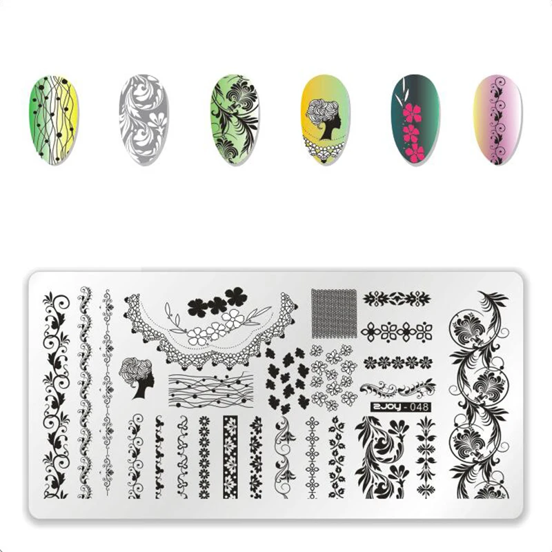 WAKEFULNESS 1 шт. прямоугольные пластины для штамповки ногтей Океанский узор цветы изображение дизайн ногтей трафареты маникюрный шаблон инструменты для штамповки ногтей