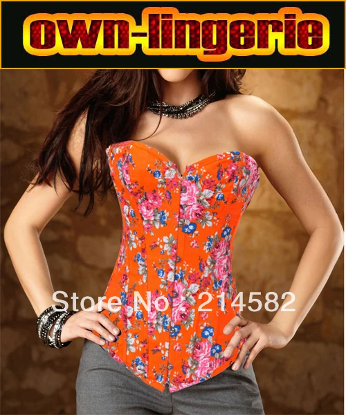 Free Shipping flower corset print Strapless Floral Printing Corsets
