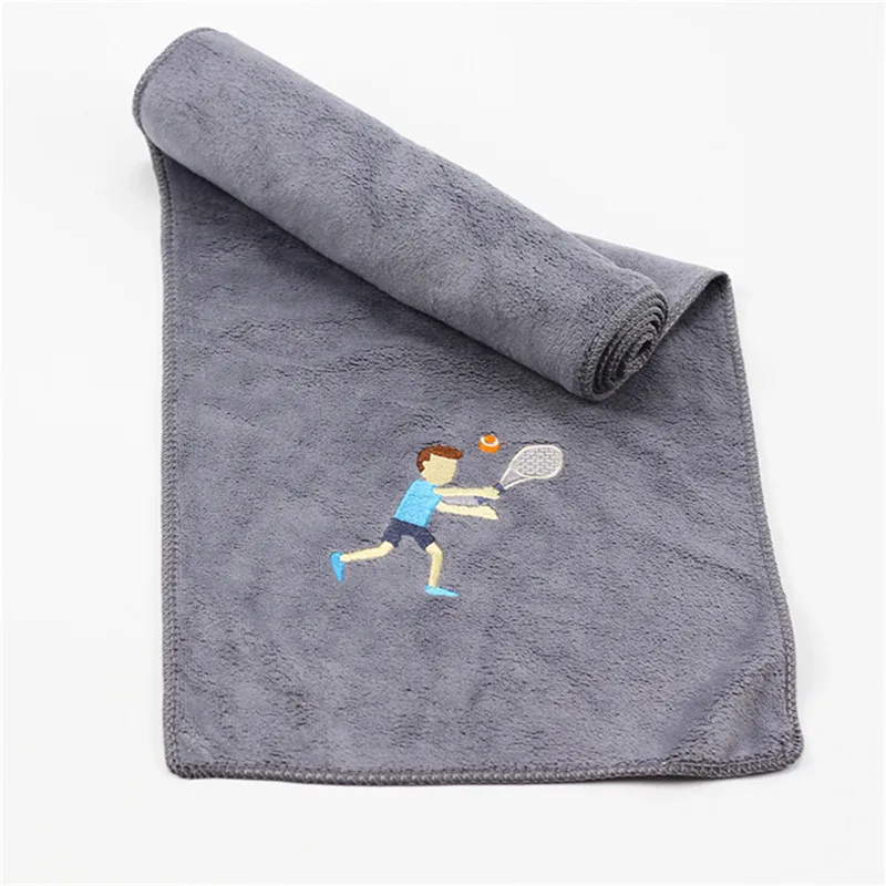 DelCaoFen 25*110 см Высокое качество Спортивное махровое полотенце для спортзала toalha de esportes для плавания и путешествий быстросохнущее полотенце с вышивкой - Цвет: Фиолетовый