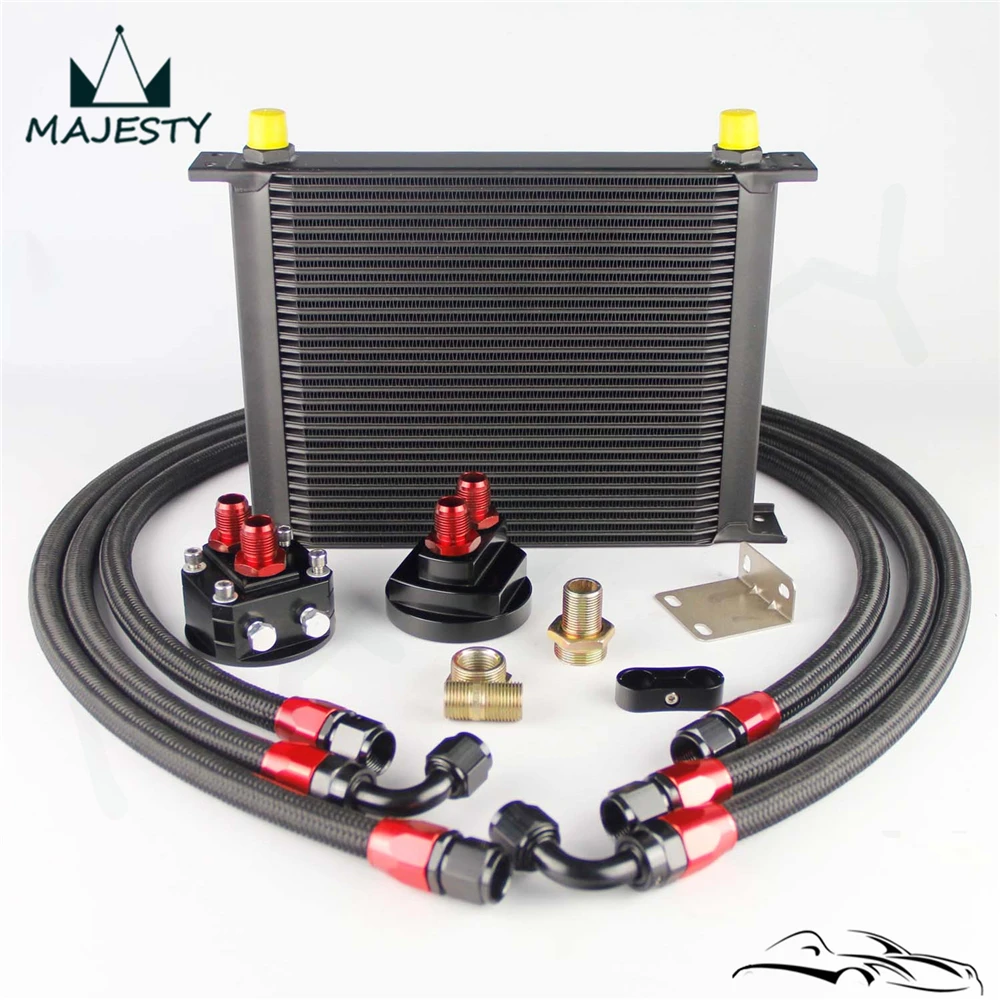 Buy 30 Row AN 8AN Universal Engine Oil Cooler + Oil line Filter Relocation Kit