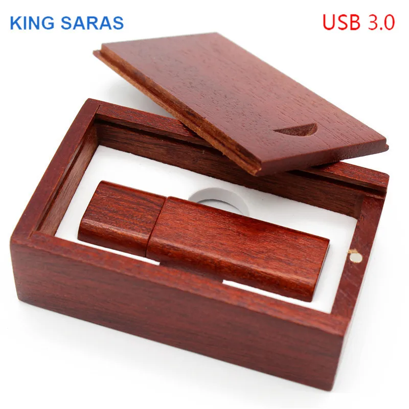 KING SARAS 5 colour Maple carbonized bamboo+box usb flash drive pendrive 4GB 8GB 16GB 32GB maple usb3.0 photography best gift - Цвет: Rose wood