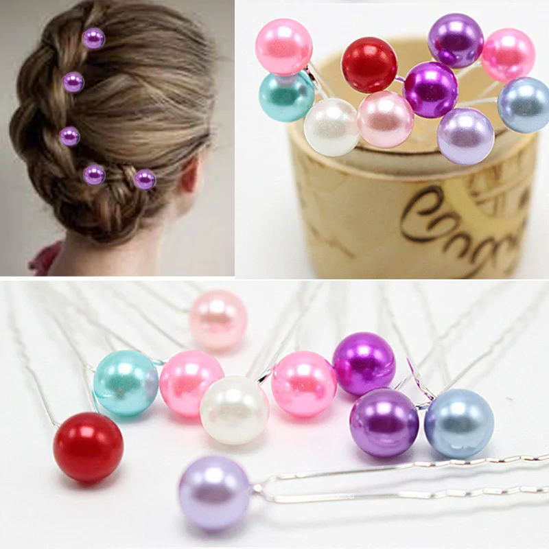 12pcs/lot Wome Wedding Hairstyles Jewelry Colorful Pearl Headdress
