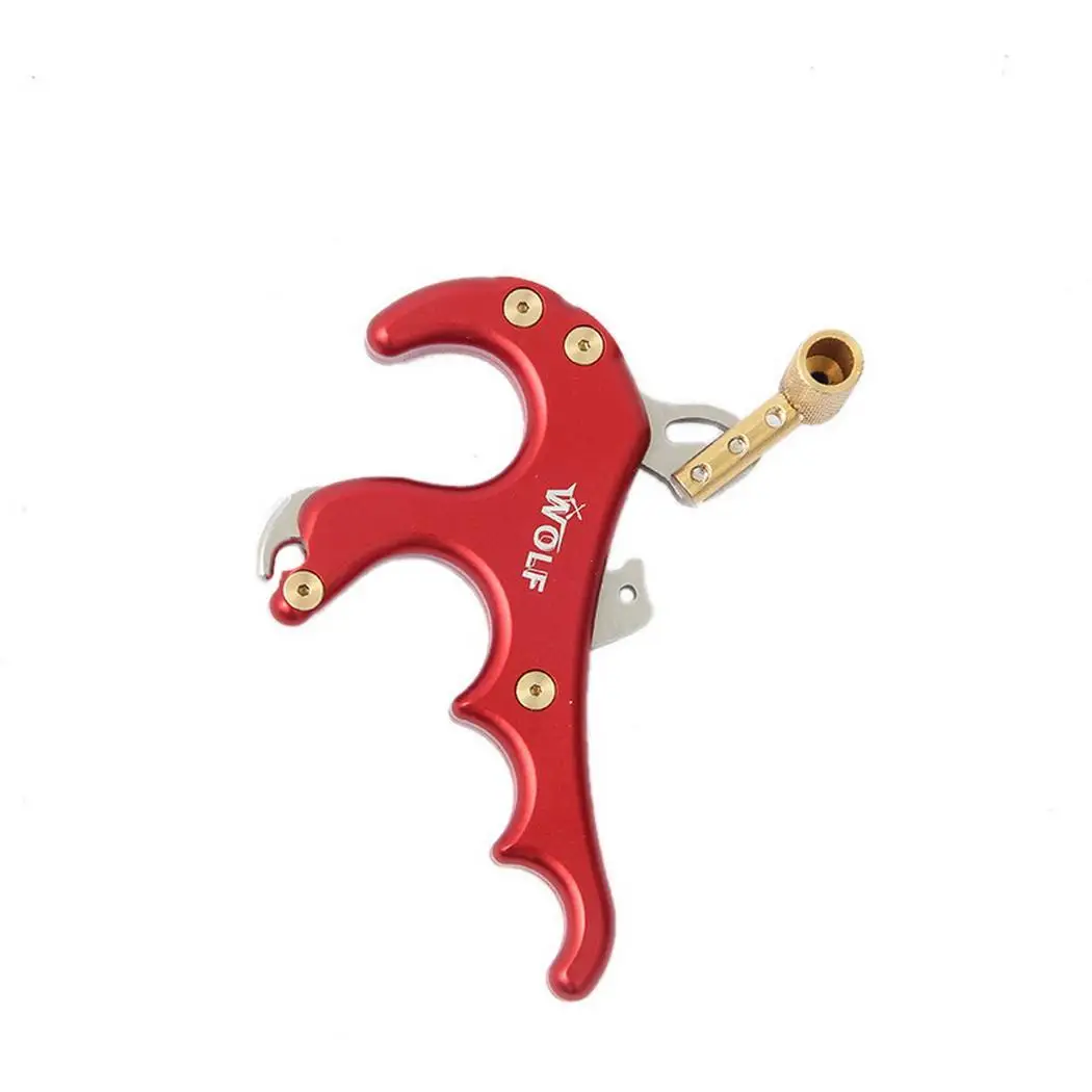 

4 Finger Compound Bow Release Trigger Grip Handle Metal Hunting Archery Accessories