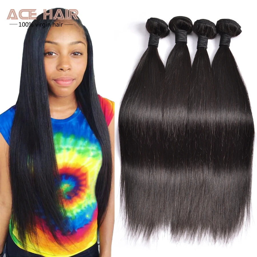 Peruvian Virgin Hair Straight 4 Bundles Peruvian Straight Hair 7A Unprocessed Peruvian Straight Virgin Hair Human Hair Weave