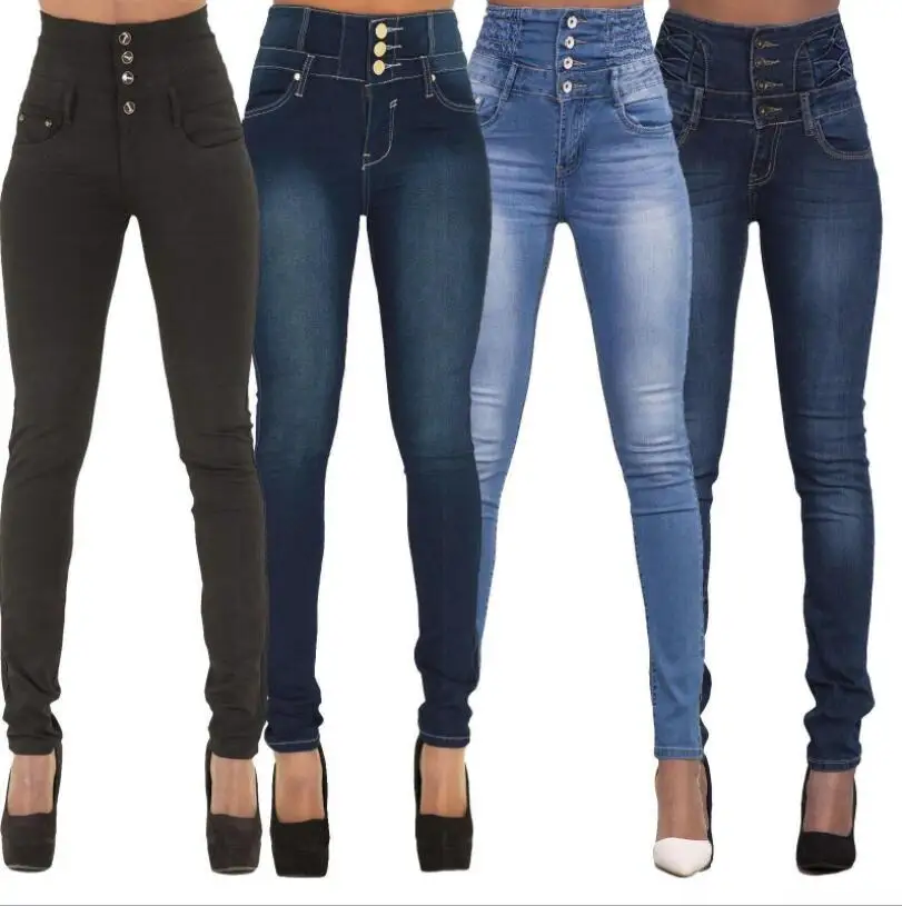 M-5XL Women/'s Autumn Spring Stretch High Waist Casual Small Feet Jeans Plus Size
