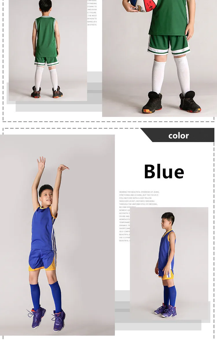 Детский баскетбол костюм трикотаж для мальчиков Спортивная одежда школьный мальчиков Джерси Детский баскетбол костюм