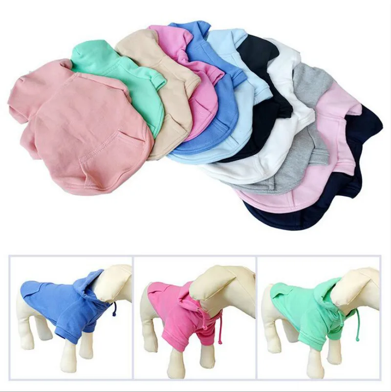 

Pet supplies winter leisure dog clothes Teddy Chihuahua Solid candy Color Hoodies