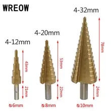 4-12-20-32mm Titanium Step Drill Bit HSS Step Cone Hole Cutter Tools Metal Drilling Bit Set for Woodworking carpentry wood