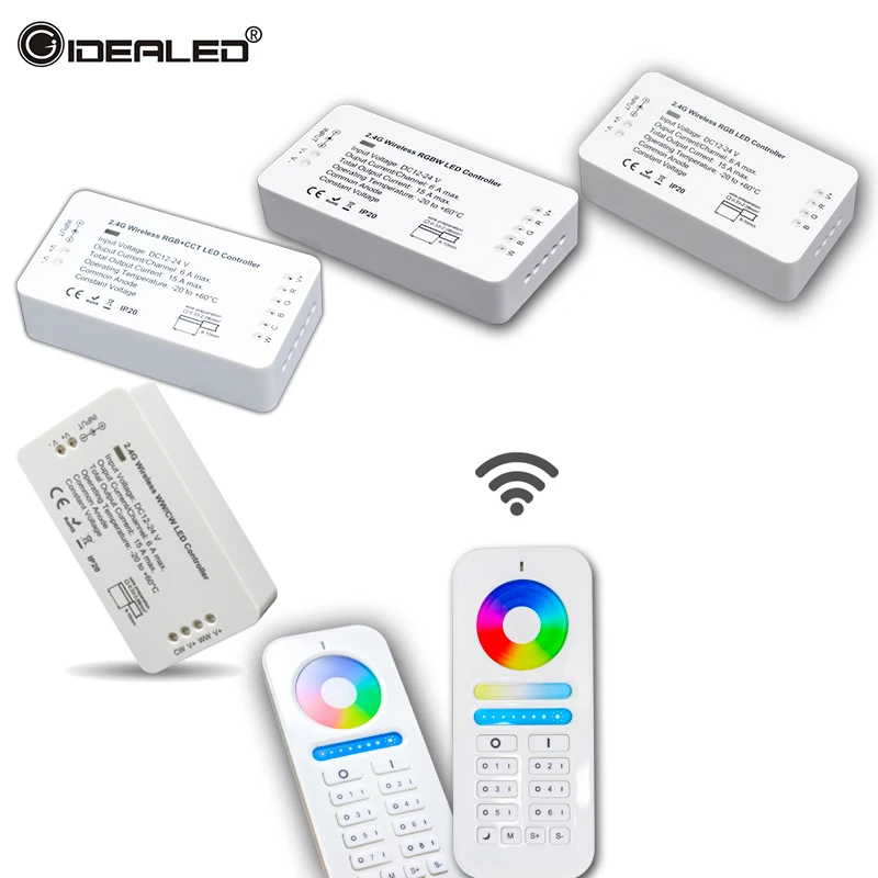 

Wireless WIFI Controller 2.4GHz RF Wireless RGBW Controller DC12V-24V RGB led strip rgbw controller with 8 zone remote Control