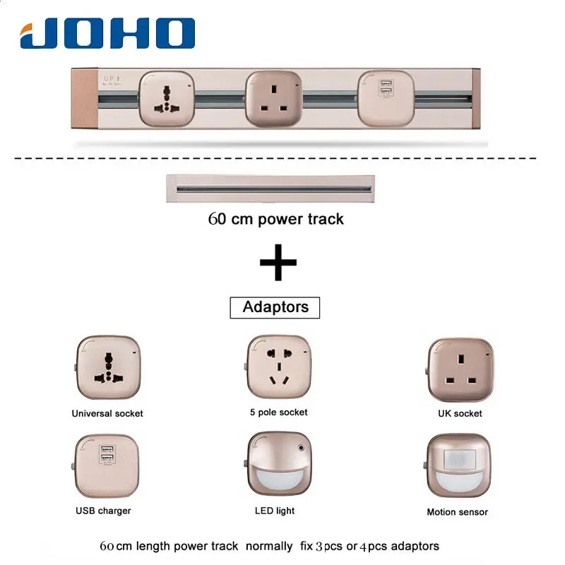 

JOHO 60CM Modern Wall Power Switch Socket 3 Colors EU Standard Wall Socket Dual USB Charger 250V For Living Room Kitchen