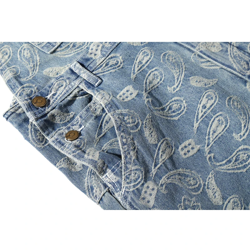 DARK ICON Bandana Dobby Overall Pants Men 2018 New Fashion Paisly Denim Men's Jeans Hip Hop Jeans Man Trousers 