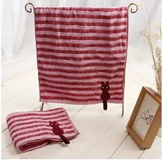 33*74 см универсальное мультяшное вышитое полотенце, милое Хлопковое полотенце для рук и лица с рисунком кота, банное полотенце красного и синего цвета