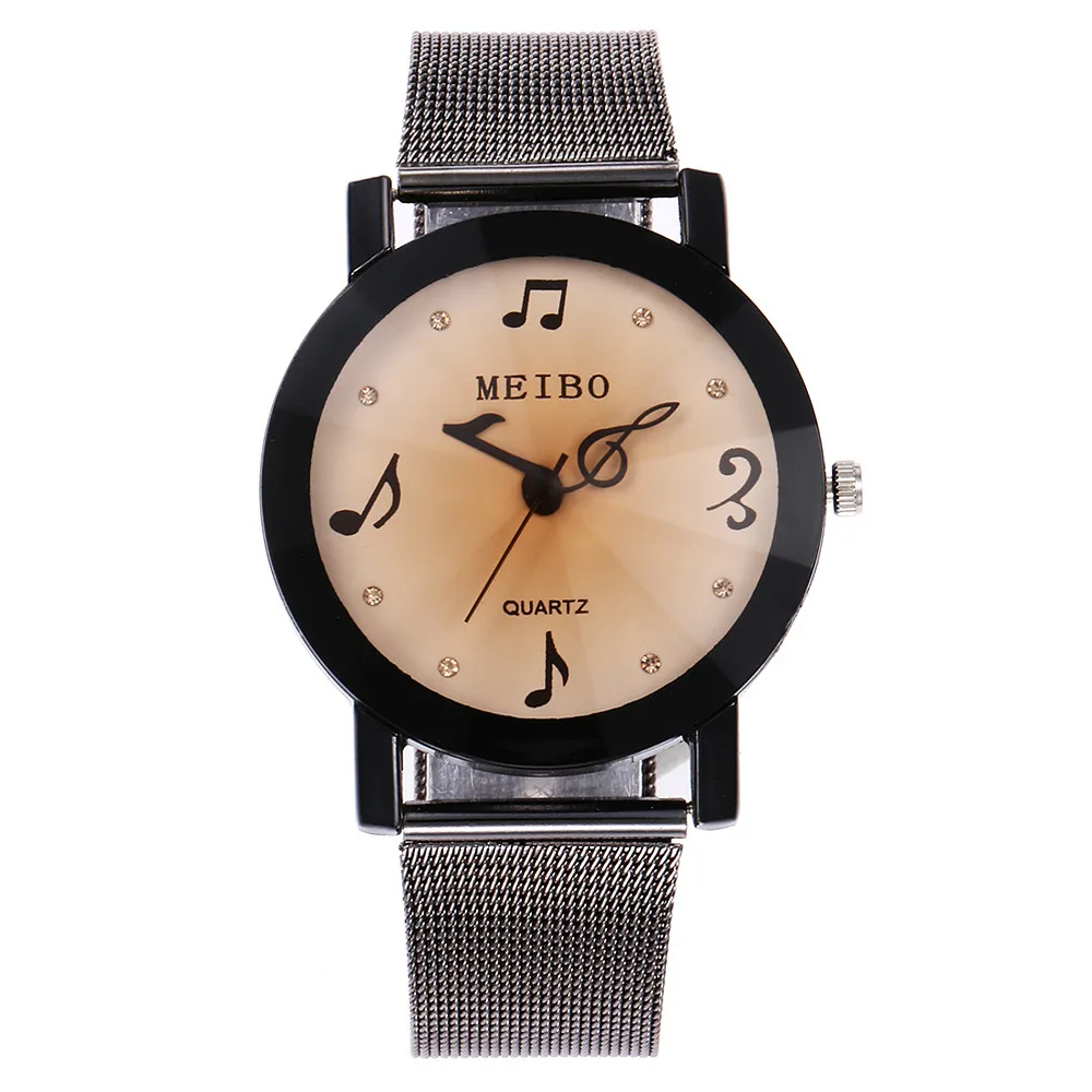 Роскошные Брендовые женские часы из нержавеющей сетки стальной пояс Музыка Примечание женские часы кварцевые наручные часы модные часы Relogio Feminino# B