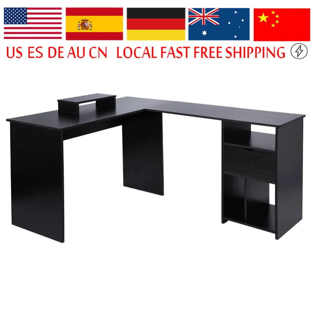 

L-Shaped Office Computer Desk Large Corner PC Table with Monitor Stand perfect for home office study and dorm room