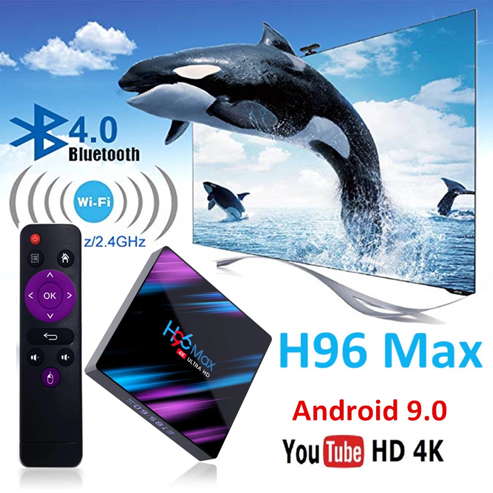 

android tv box 4K smart tv box h96 max RK3318 Support Online Youtube android box 9.0 Wifi Google player Netflix Youtube