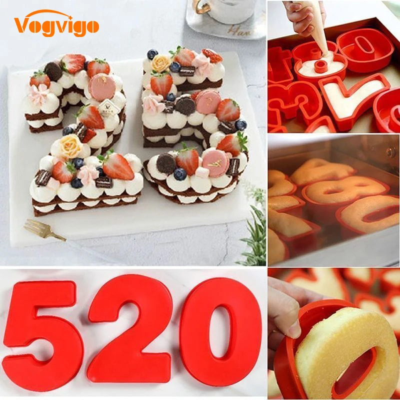 

VOGVIGO Number Cake Mold Silicone Large Molds 0-9 Arabic Number Cake Baking Mold for Birthday Cake Pan Baking 2019 NEW HOT