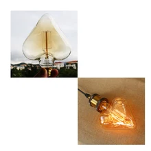 E27 База 220 В 40 Вт сердце Форма Edison Винтаж Стиль Вольфрамовая проволока лампочки фестиваль Романтический ампул декоративные огни